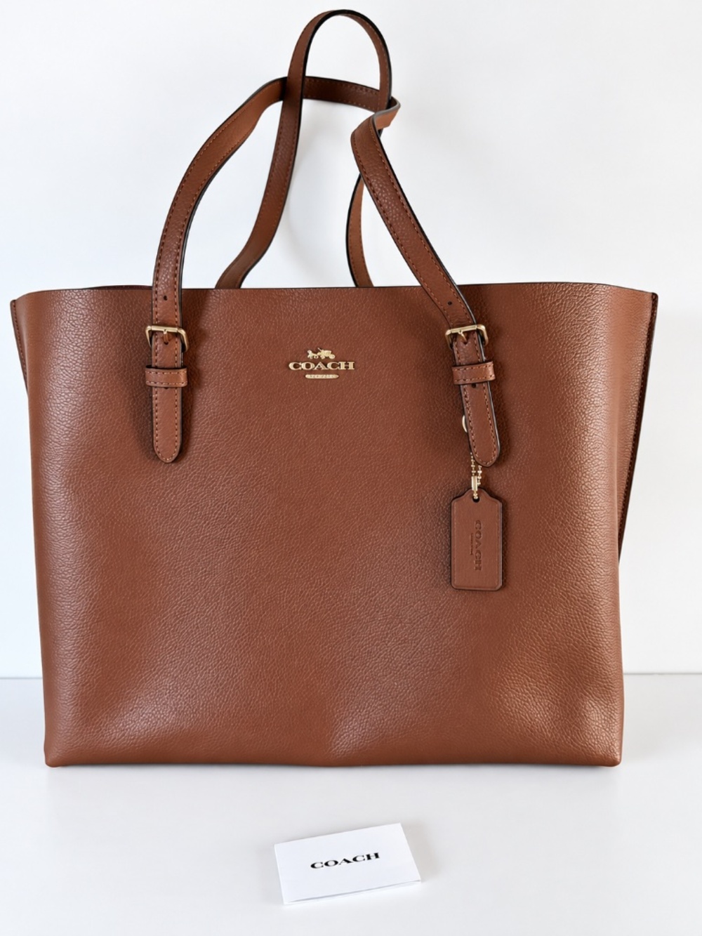 Coach Mollie Tote 1671 Redwood Brown Pebbled Leather Shoulder Bag